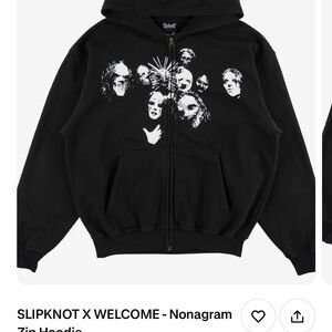 WELCOME SKATEBOARDS Slipknot Black Graphic Zip Hoodie